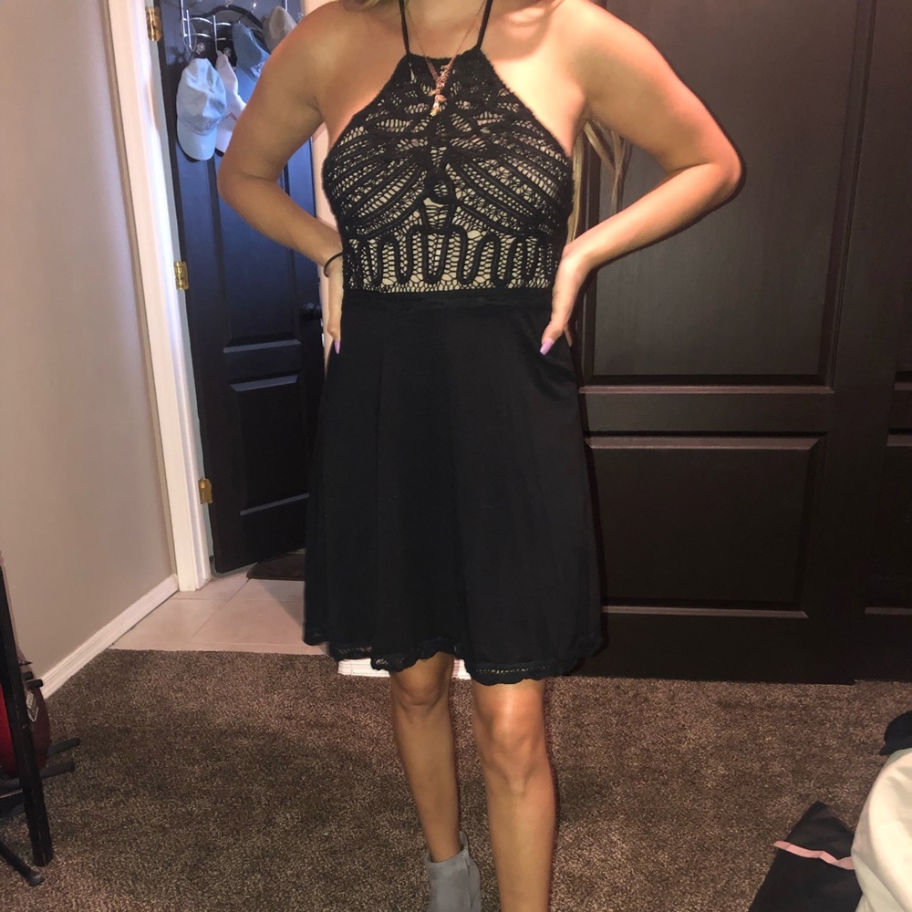 Black halter top dress, worn once